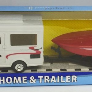 Class C Motorhome with Red Speedboat